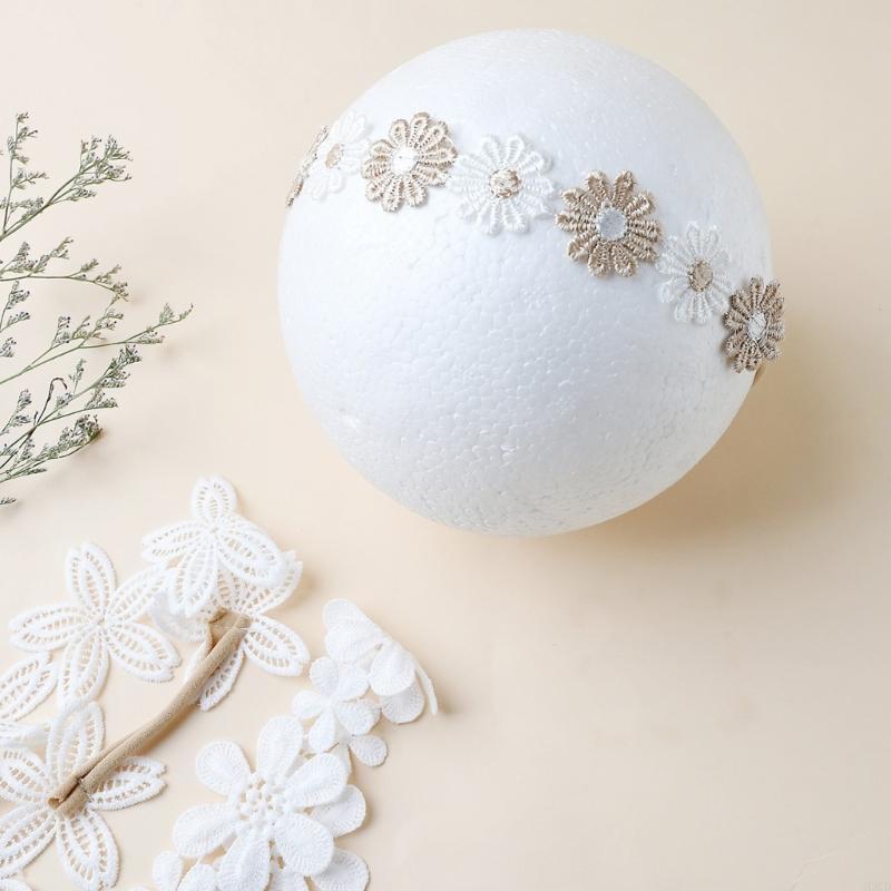 3Pcs Infant Stretchy Lace Headwear Hairband Feature Delicate Embroidery Soft Fabric for Everyday Wear and Photoshoots