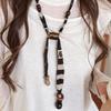 Strip Cloth Chain Necklace Multicolor Bohemian Choker Retro Wood Bead Necklace  Gift