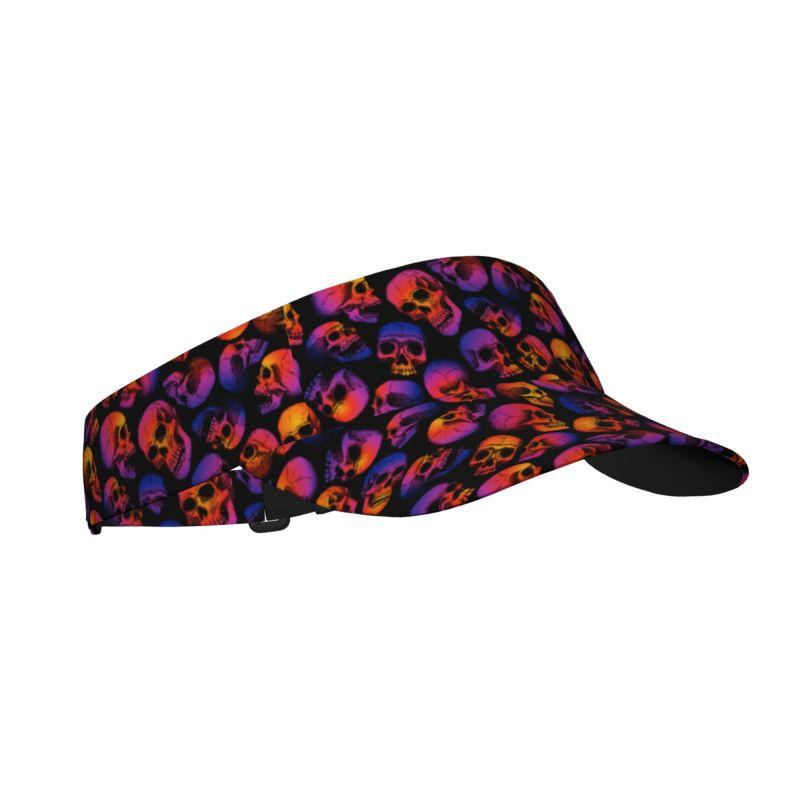 

Horror Color Skull Sports Sun Visor Hats Women Men Adjustable Lightweight Cooling Empty Top Visor Hat for Golf Tennis Running чёрный