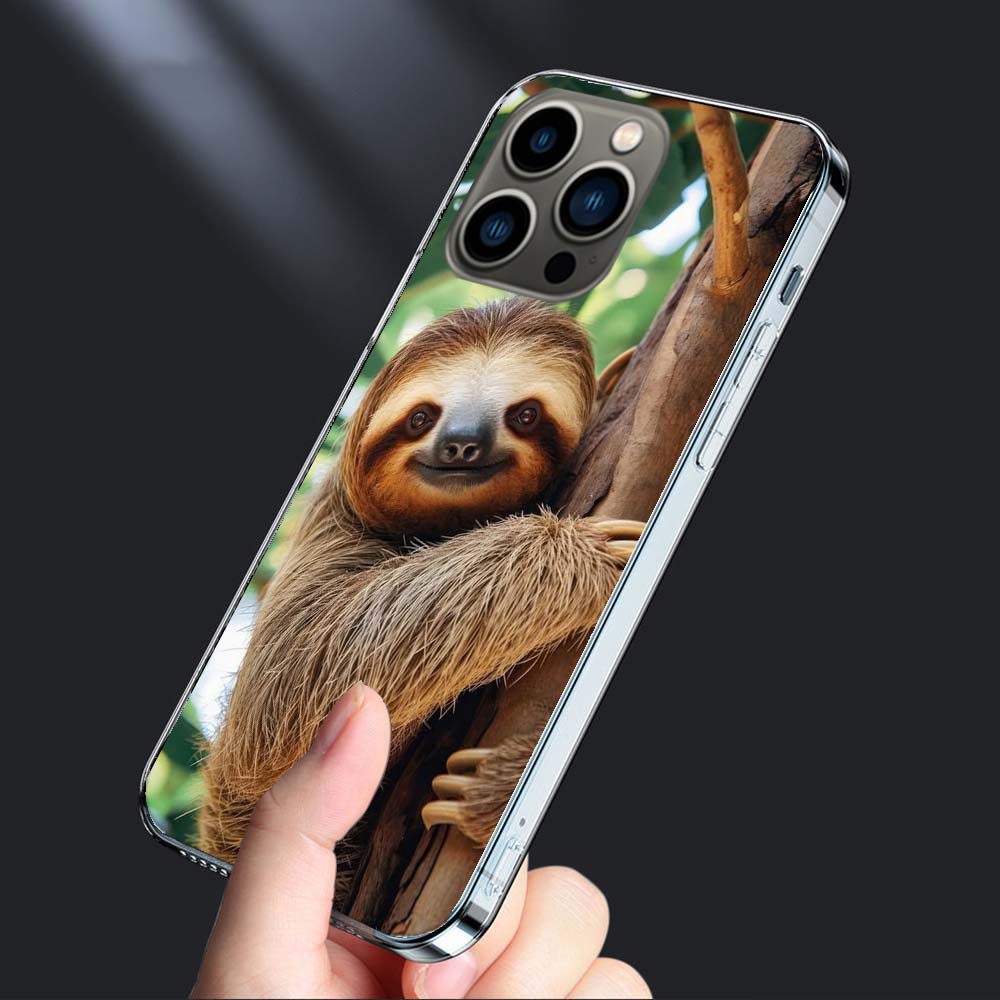 Cute Sloth Phone Case For Iphone 16E 15 Pro 14 Plus 17E 16 17 Pro Max Air 11 12 13 Mini Shockproof Capa Cute Cover TPU Clear