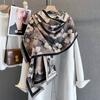 Autumn and Winter Retro Plant Flower Print Scarf Fashionable Versatile Imitation Cashmere Warm Circumference Cold Scarf Temperament Shawl