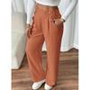 Damen High Waist Weitbein Hose - Fließende Bodenlange Hose Minimalistisch Gerade Passform Loungehose mit Elastischem Bund