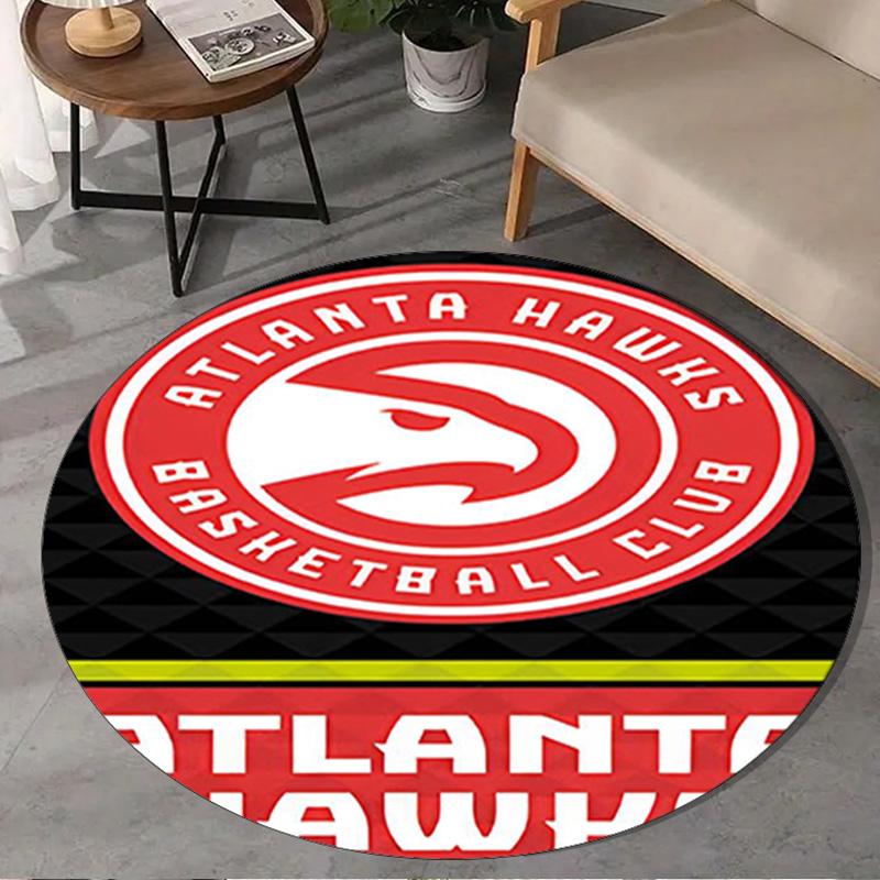1PC Atlanta Basketball Round Rug, Non-slip Chair Mat, Home Decor, Circle Carpet Perfect for Office, Bedroom, Living Room,Christmas gift