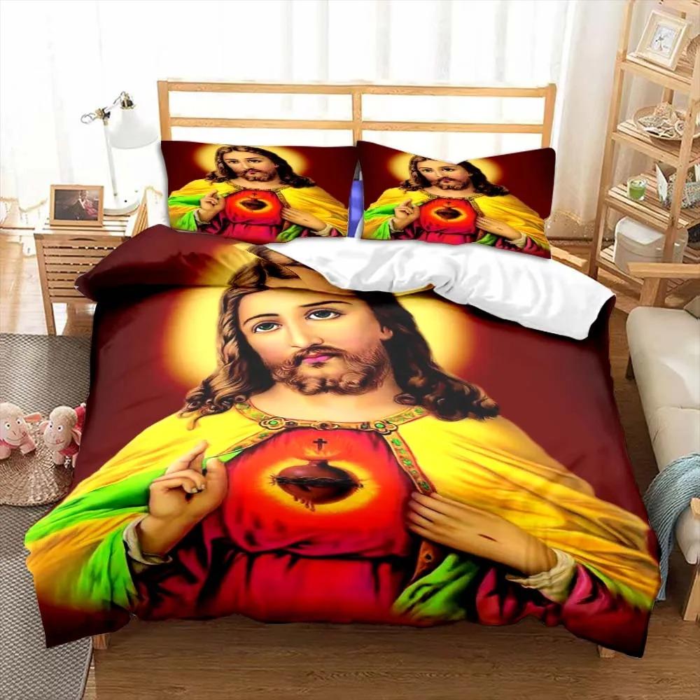 Ensemble de literie Jésus Vierge Marie Chambre Lit Jumeau Ensemble de literie Couette Enfants Adultes Lit Housse de couette Double King Couette Décoration d'intérieur