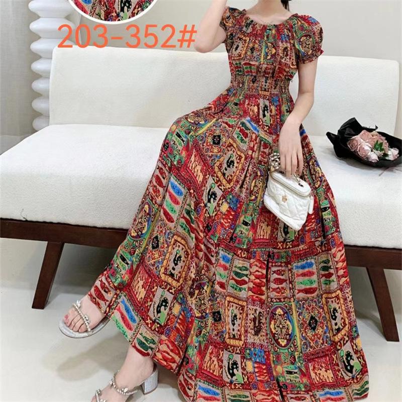 Off-Shoulder One-Neck Cotton Silk Dress Children's Summer Dress Bohemian Island Vacation Dress Travel Beach Dress