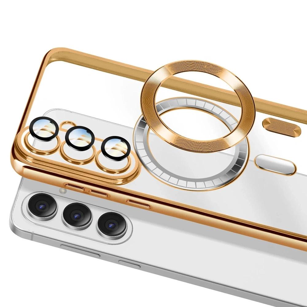 Transparent Case for Samsung Galaxy A27 5G, Electro MagSafe, Gold Frame