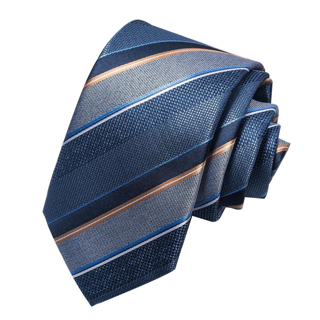 Spring/Summer Blue Series Men's Yarn-Dyed Jacquard Tie - British Style, Hand-Tied, Business Fashion