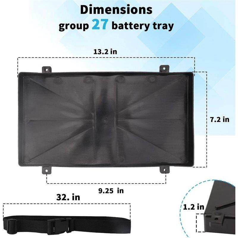 WF-For Boat Compatible Group 27 Battery Tray, For Automotive, Marine, Rv, Series With Strap Battery Mounting System