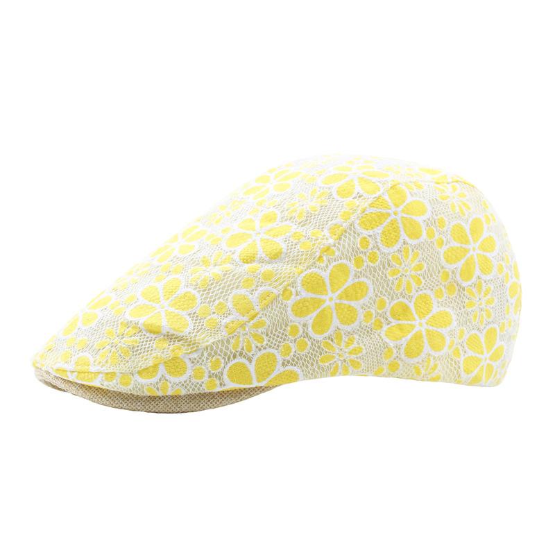 

Шляпа женская летняя шляпа от солнца с цветочной вышивкой, кружевная ажурная шапка с застежкой-молнией, дышащая берет Adjustable жёлтый