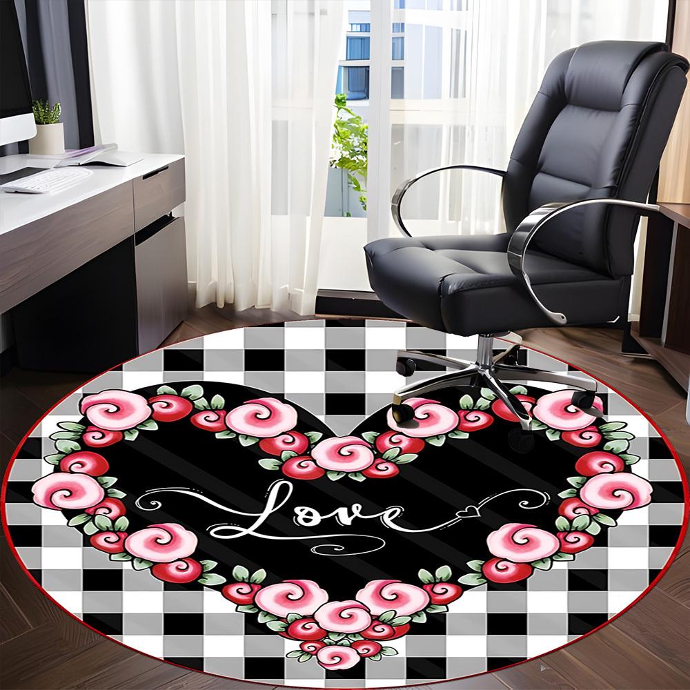 1pc Heart Love Floral Chair Carpet for Office Non-Slip, Rug for Office, Room, Good Gift for Family or Friends, Yy251226195