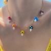 Sweet And Simple Colored Small Mushroom Pendant Necklace Female, Trendy Hip-Hop Metal Thin Chain Necklace