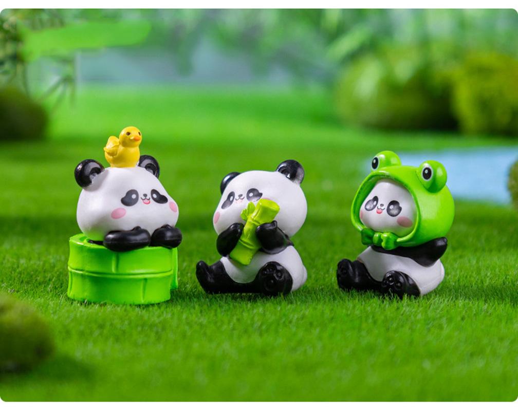 Creative Kawaii Mini Resin Panda Series Figurine Miniature Bonsai Doll House Decoration Accessories For Children Gift Toys