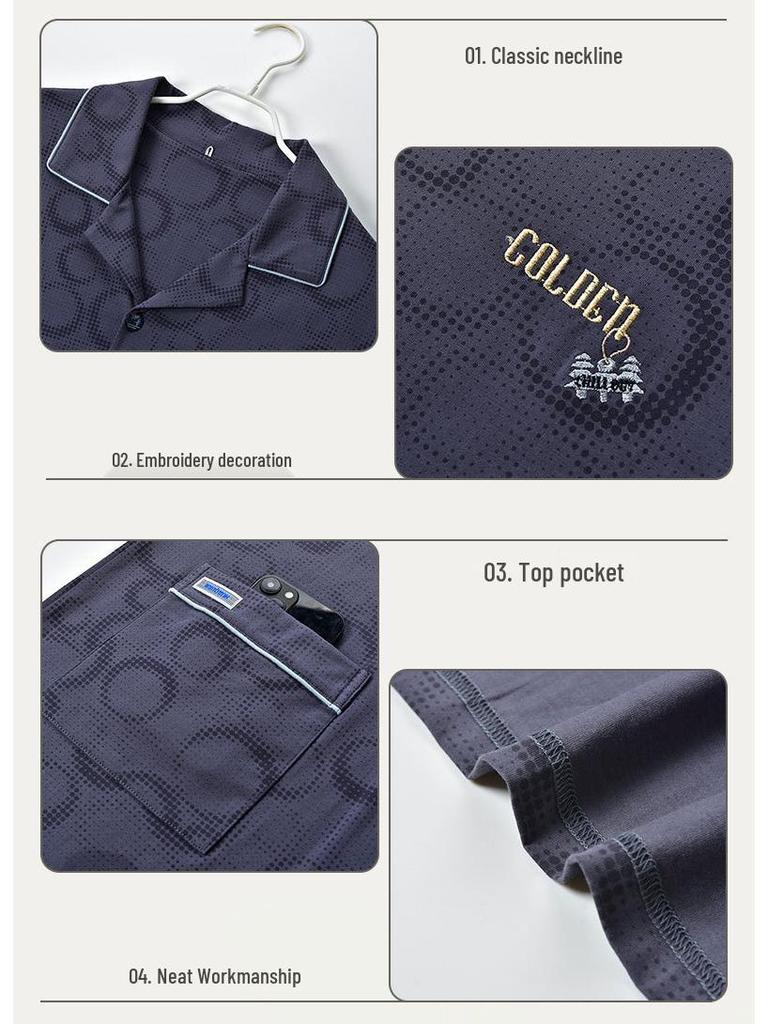 Men's Autumn Lycra Cotton Cardigan Pajama Set - Long Sleeve & Pants, Casual & Comfortable for Outdoors or Home