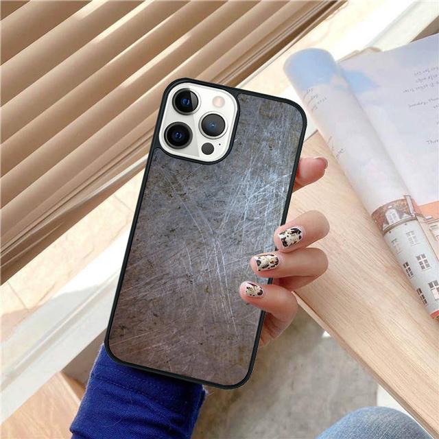 Brushed Metal Texture Steel Print Phone Case Cover For iPhone 17 Air 15 16 14 13 12 Pro Max 11 Pro Max Plus Coque