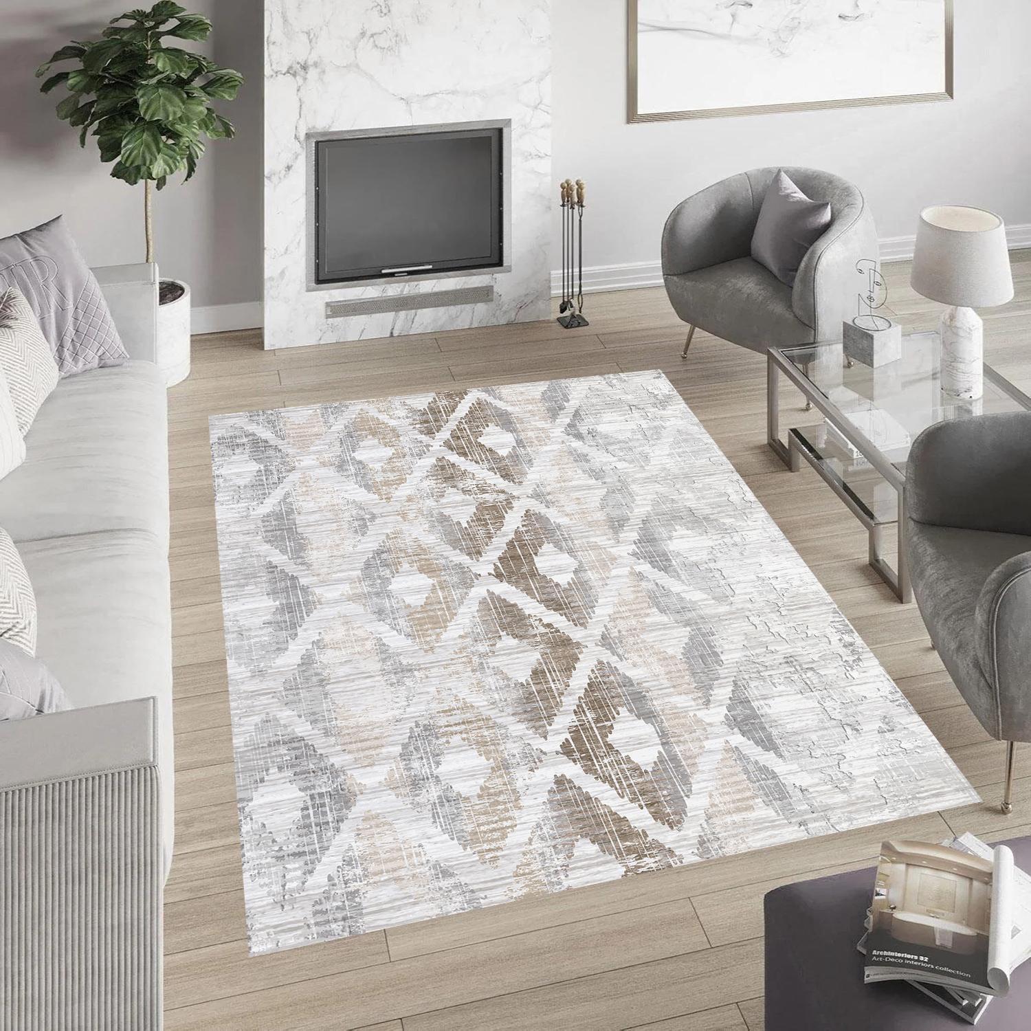 

Rovigo Home Washable Printed Carpet RV140-FNL445 50x80 кремовый