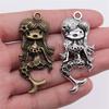 Mermaid Skeleton Charms Gothic Alloy Pendants For Halloween DIY Jewelry Accessories