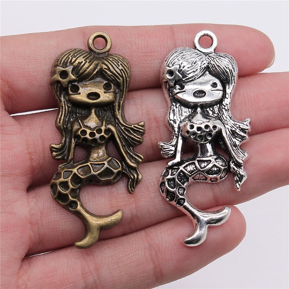 Mermaid Skeleton Charms Gothic Alloy Pendants For Halloween DIY Jewelry Accessories