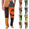 Men's Halloween Print Casual Pants with Pockets - Color Comfortable Plain Trousers for Holiday Parties and Everyday Wear