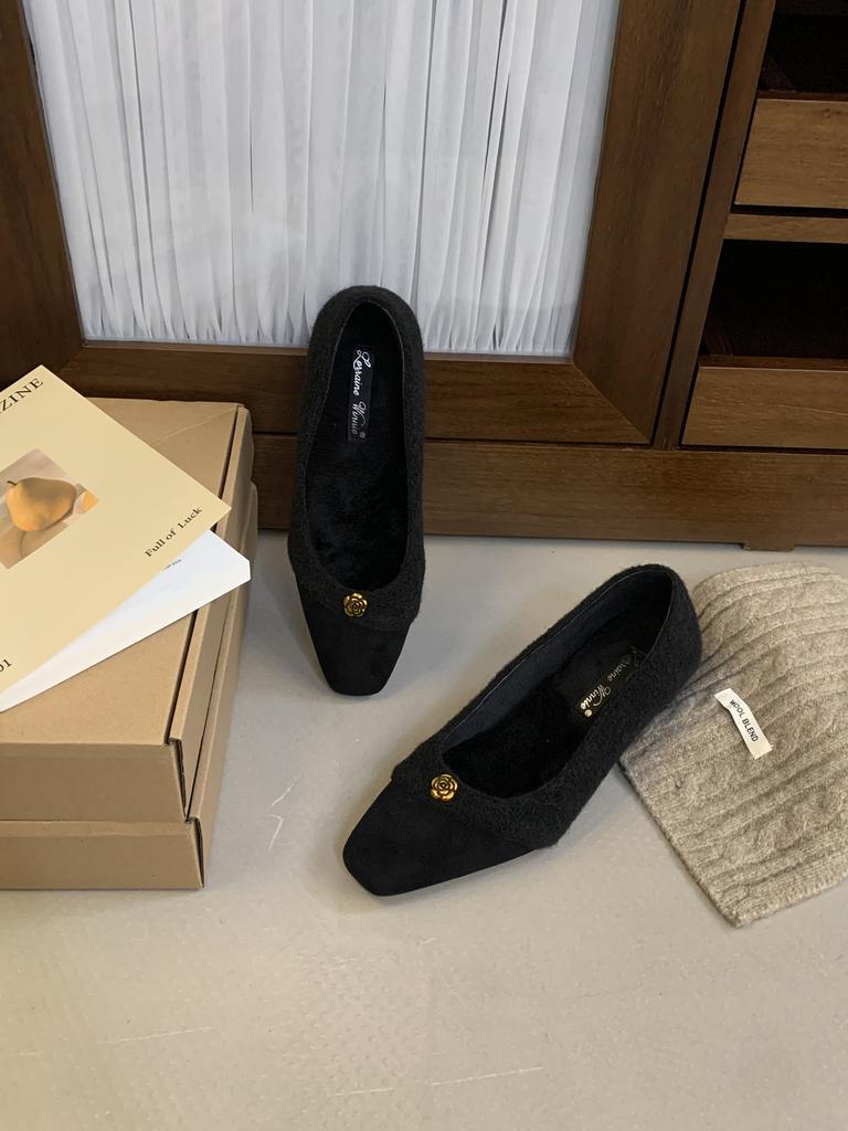 Retro heightening velvet Mary Jane shoes T-band square head wedge single shoes are not tired of commuting shoes