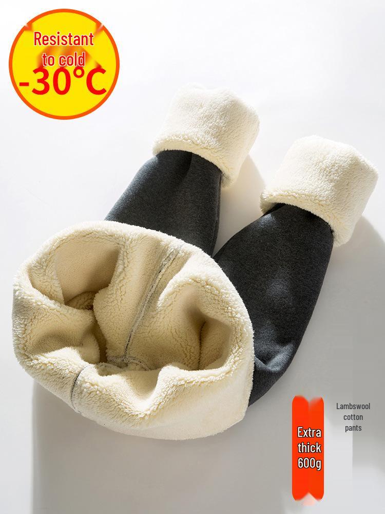 Women's Plus Size Fleece Lined Lambswool Leggings - Thick, Warm Cotton Pants for Autumn/Winter Wear