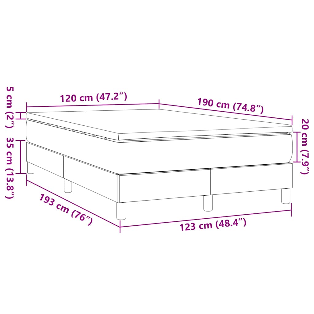 Vidaxl Letto Continentale Con Materasso, Grigio Scuro, 120X190Cm Tessuto