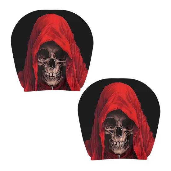 Funny Cartoon Car Headrest Covers, Universal Breathable Elastic Seat Neck Pillow Protector, Humor Spooky Auto Interior Decor for Most Vehicles