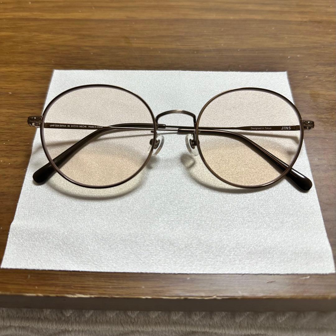 Used JINS brown round glasses