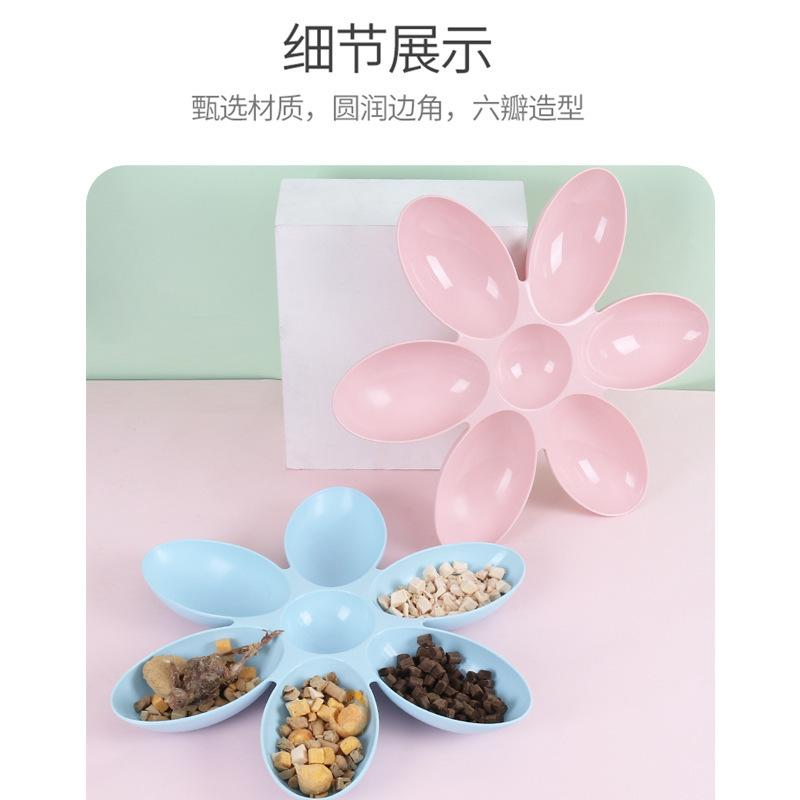 The New Creative Cat Food Utensils In the Cat House, Petal Multi-grid Cat Bowl, Plastic Pet Bowl Feeding and Water Cat Bowl