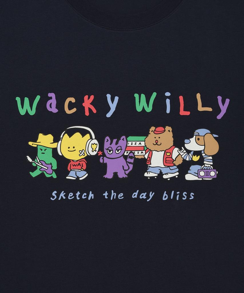 WACKY WILLY Kiki Friends Graphic Short Sleeve T-Shirt Navy