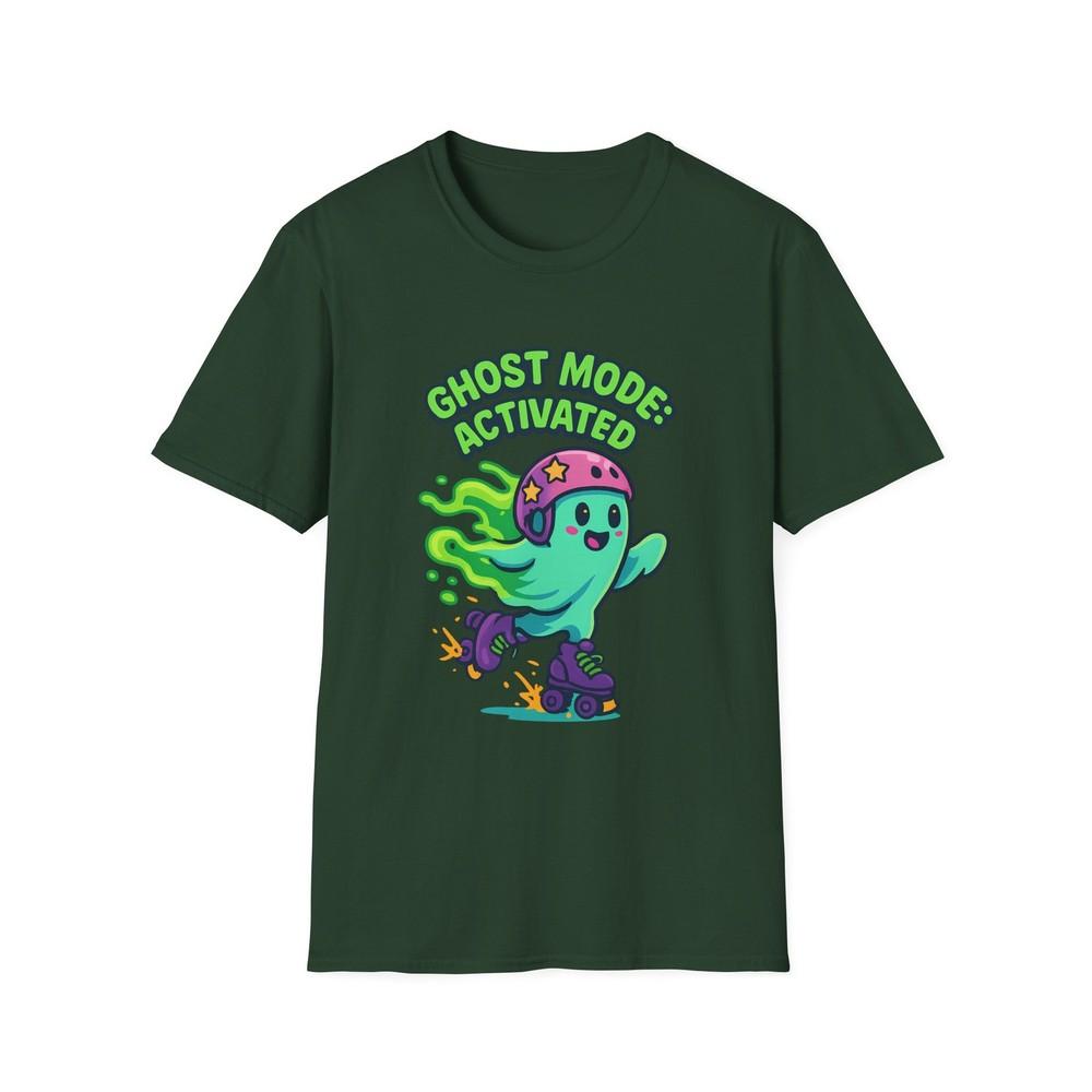Unisex Softstyle T-Shirt Ghost Mode Funny Roller Skating Phantom Halloween