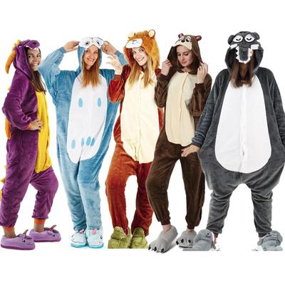 Männer Frauen Kigurumi Onesie Pyjamas Unisex Tier Cosplay Hirsch Eule Wolf Einhorn Hai Kostüm Nachtwäsche Overall Für Halloween Party mit Schuhen