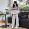 Σετ Ρούχων για Παιδιά Έφηβη Κορίτσι Crop Top Λευκό Μοντέρνο Τοπ + Ίσιο Παντελόνι Φόρμα