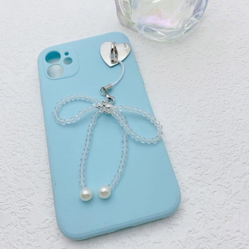 Stylish Bowknot Star Phone Charm Fashionable Crystal Beaded Butterfly Keychain Colorful Bag Pendant for Women Girls