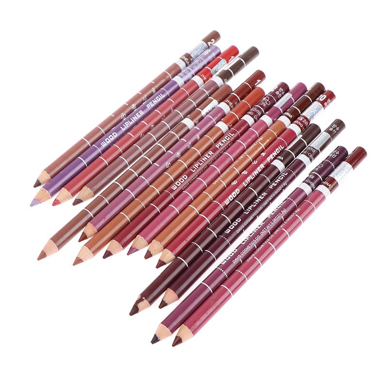 1Pcs Professional Wood Lip Liner Waterproof Lady Long Lasting Lip Liner Pencil