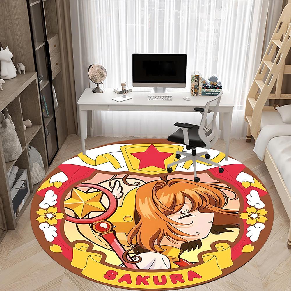 1pc Cardcaptor Sakura Office Round Area Rug, Indoor Mat Suitable For Office, Under Office Chairs Bedroom Living Room Home Decor  A0908147