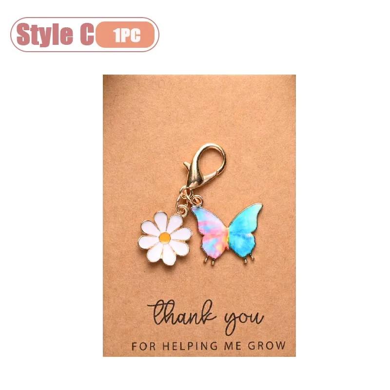 1-20PCS Cute Colorful Butterfly Daisy Keychain Drop Oil Handmade Gift for Thanksgiving Friendship Appreciation Keepsake