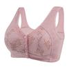 Grey Floral Print Front Closure Wireless Bra for Plus Size