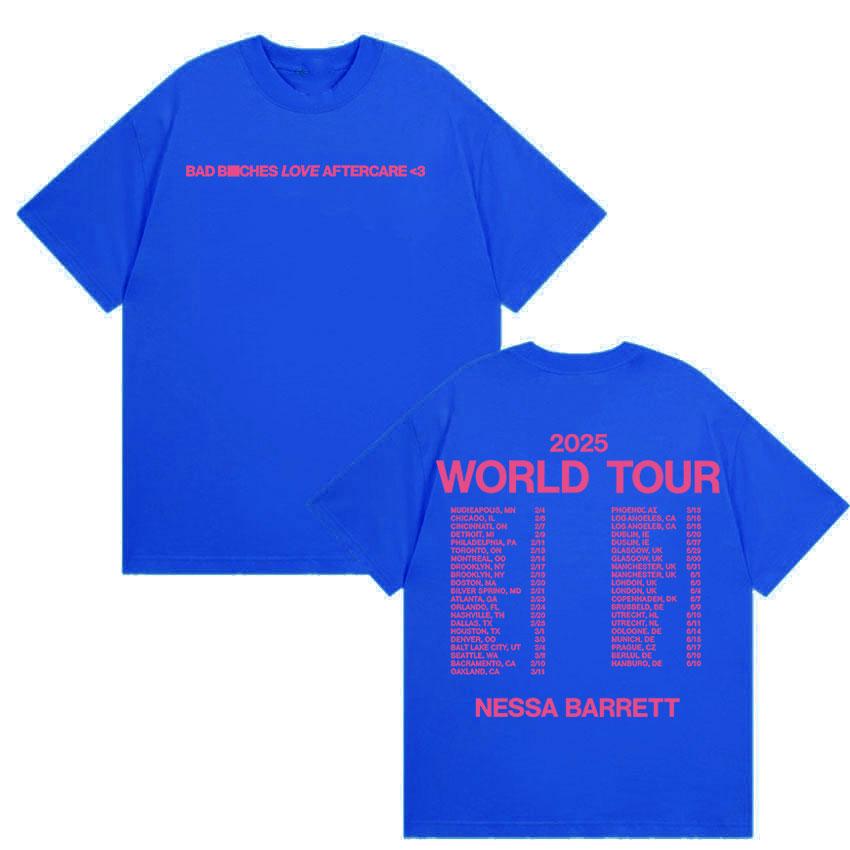 Nessa Barrett Aftercare World Tour 2025 New T Shirts Men Women Summer Aesthetic High Quality T-shirt 100% Cotton Oversized Tees