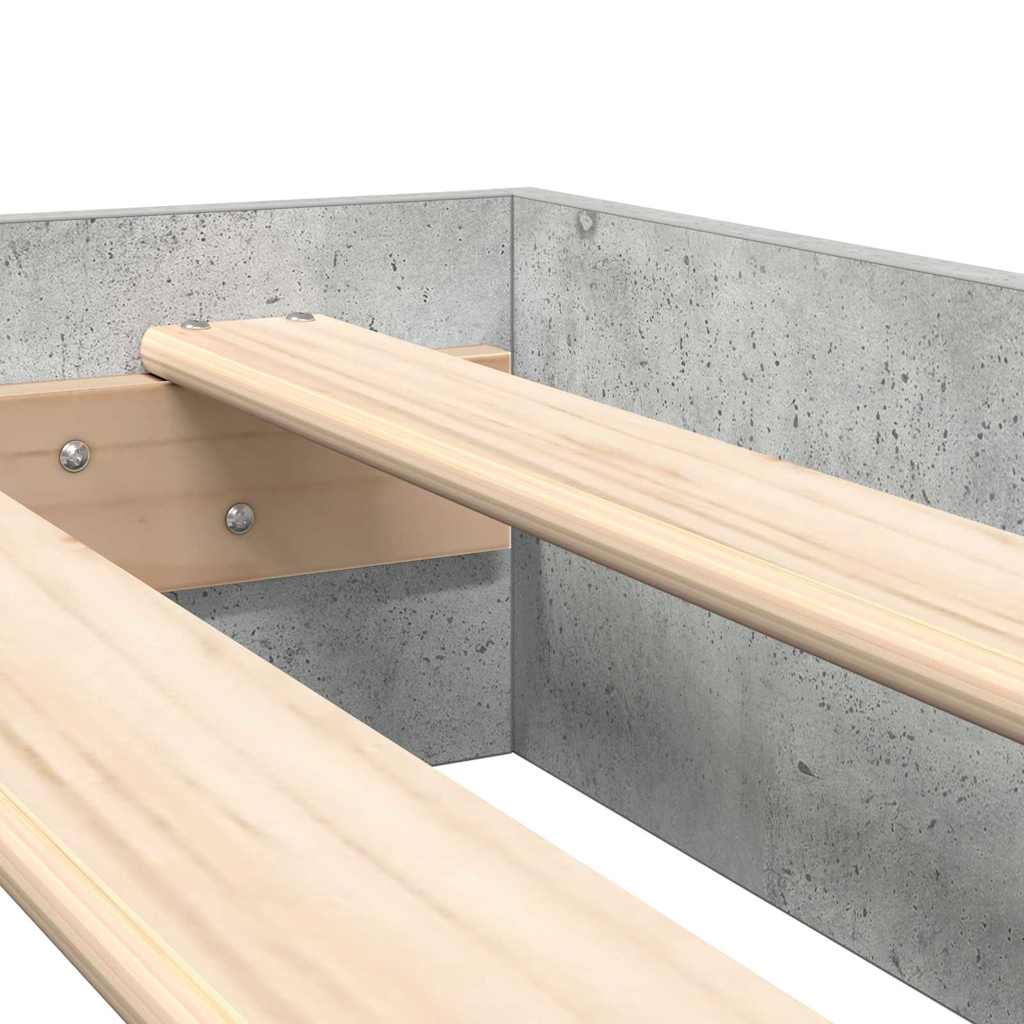 Bookshelf Bed Concrete Grey 75 x 190 cm Particleboard