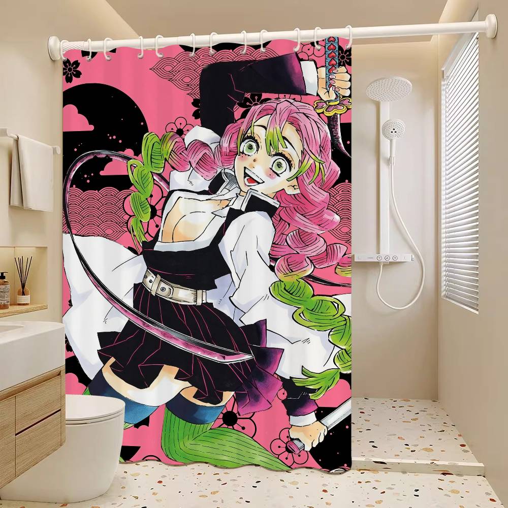 Anime M-Mitsuri-Kanroji  Waterproof Fabric Shower Curtain Bathroom Decoration Curtain Home Hawaiian Style Shower Curtain