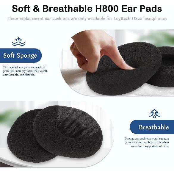 H800 Replacement Ear Pads, for Logitech, for H800, Soft Comfortable Headset Ear Cushions, Easy To Install, Lightweight Replacement Headphone Pads