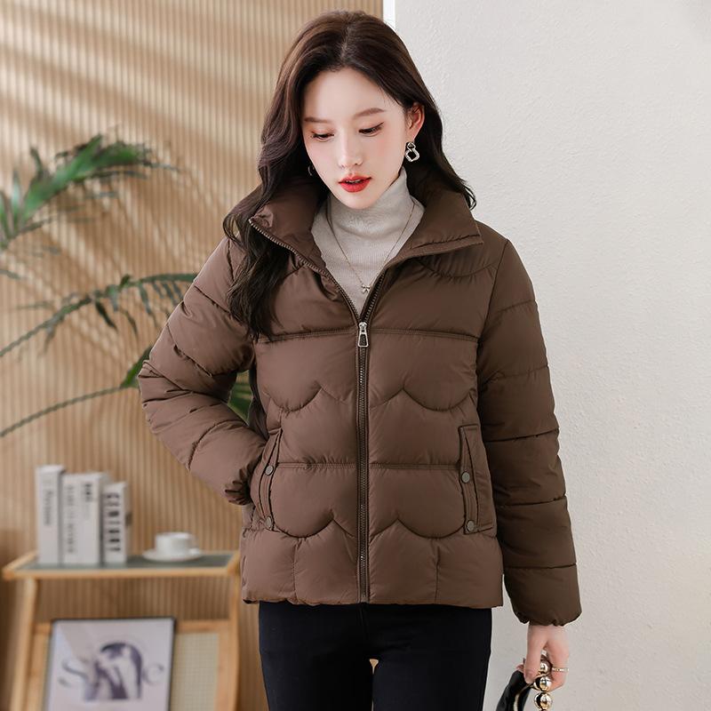 Short Down Jacket Women's Winter Vertical Collar Solid Color Jacket Warm Coat
