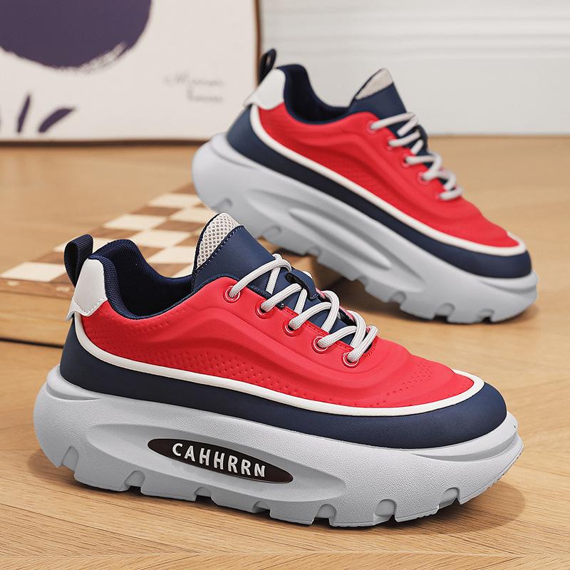 Autumn new men's leather platform dad shoes lightweight and comfortable casual sports shoes fashion men's shoes