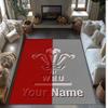 Wales Rugby Crystal Velvet Rug, Custom Name Text Personalized Non‑Slip Floor Mat for Home Decor Gift