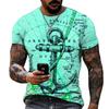 Summer Round Neck 3D Anchor Pattern Print Top Fashionable Casual Short Sleeved Men's T-shirts