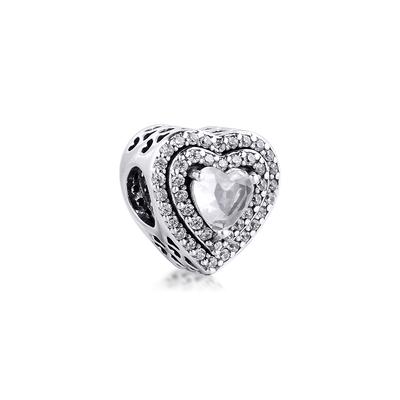 Convient Bracelet Europe Argent Sterling 925 Charms Cœurs Étagés Scintillants Perles CZ Claires pour Fabrication de Bijoux Hiver Nouveau
