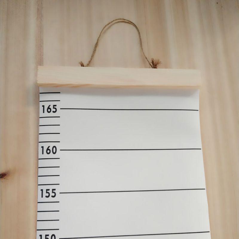 Decorative Height Growth Chart Hanging Wood Frame Fabric Canvas Height Measurement Ruler
