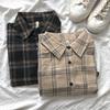 VAYLA Kostkované košile Dámské Bavlněná Nadměrná halenka Korejský styl Dlouhý rukáv Ležérní Vintage Zimní Kostkovaná košile