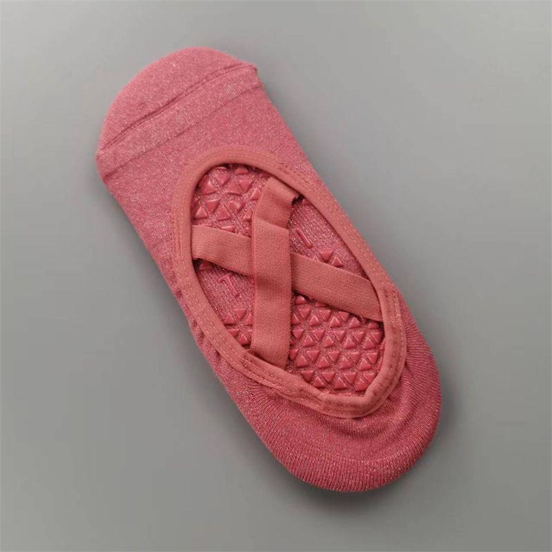 

Sugaruncle Yoga Socks Female Non Slip Professional Cross Belt Grip Socks Pilates Socks Fitness Trampoline Dance Pantyhose Red
