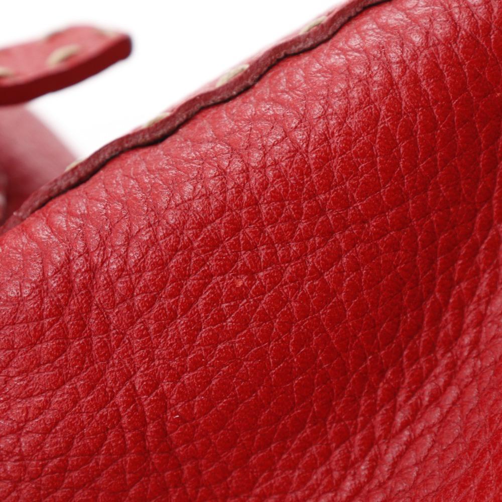 Fendi Celeria Handbag Red Leather Women Used
